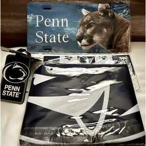 Penn State Vintage Bundle NWT 4 items luggage tag,license plate,flag, headband